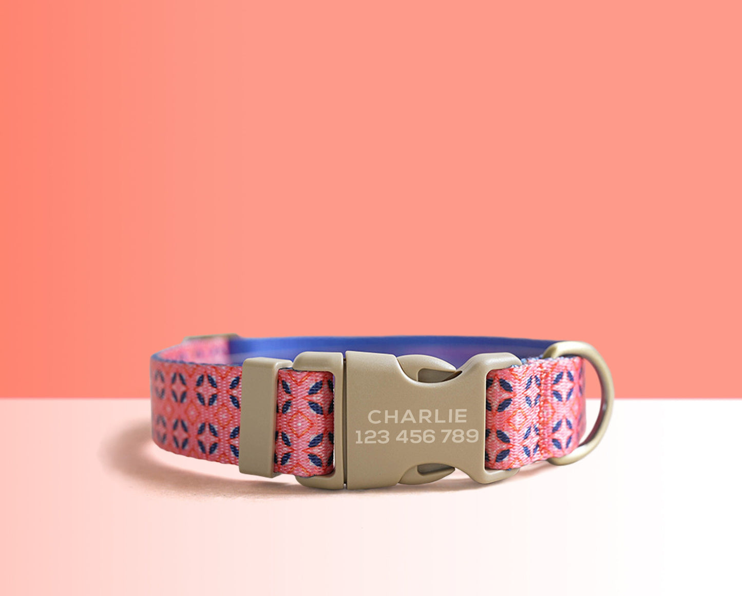 Personalised Red Geometric Lightweight Dog Collar, Personalised Premium Dog Collar or Dog Collar and Leash Set with Matching Bowtie