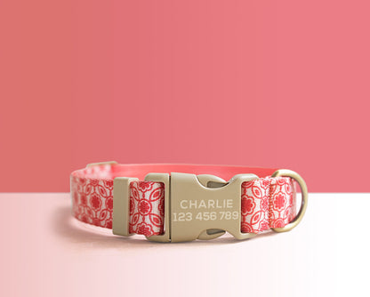 Personalised Red Green Lightweight Dog Collar, Personalised Premium Dog Collar or Dog Collar and Leash Set with Matching Bowtie *Detachable