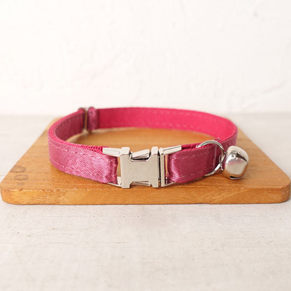 Personalised Satin Cat and Small Dog Collar Bow Tie Set, Silver, Silver Blue, Purple, Hot Pink, Black Free Engraved