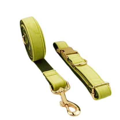 Green Personalised Dog Harness for Small, Medium, Large Dogs, Avocado Green Custom Dog Collar with Name, Bow, Flower, Poop Bag Holder