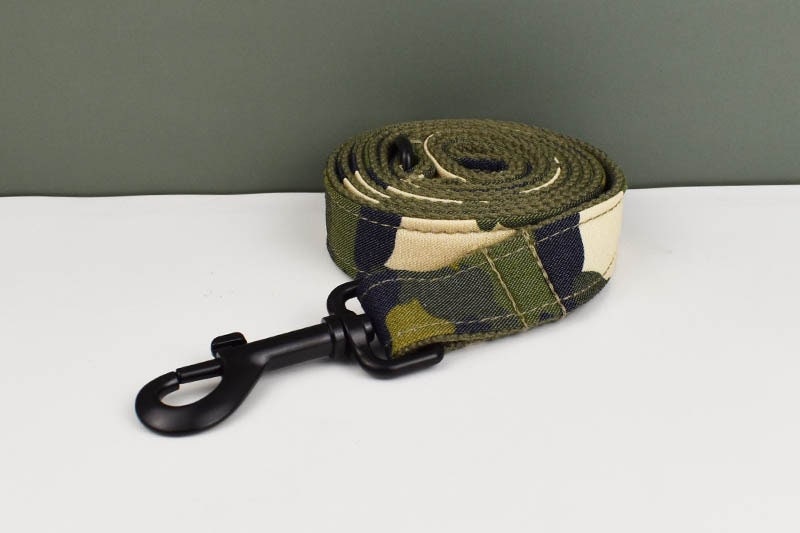 Camouflage Dog Collar, H Harness, Bow Tie, Leash, Custom Green Black Dog Collar Personalised Harness with Name