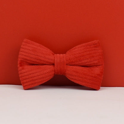 Custom Red Corduroy Personalised Dog Collar, Matching Dog Bowtie, Dog Leash, H-Style Dog Harness & Dog Poop Bag