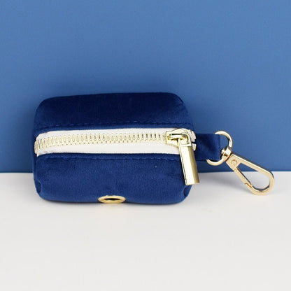 Navy Blue Dog Collar, Personalised with Name, Custom Velvet H Harness, Bowtie, Flower, Leash Set, Poop Bag Holder