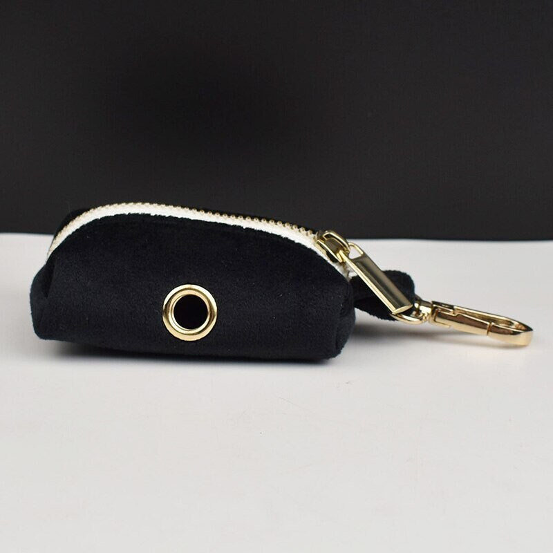 Black Personalised Female or Male Dog Collar with Name, Custom H-Style Dog Harness or Leash, Bow, Poop Bag Holder for Wedding or Daily Use