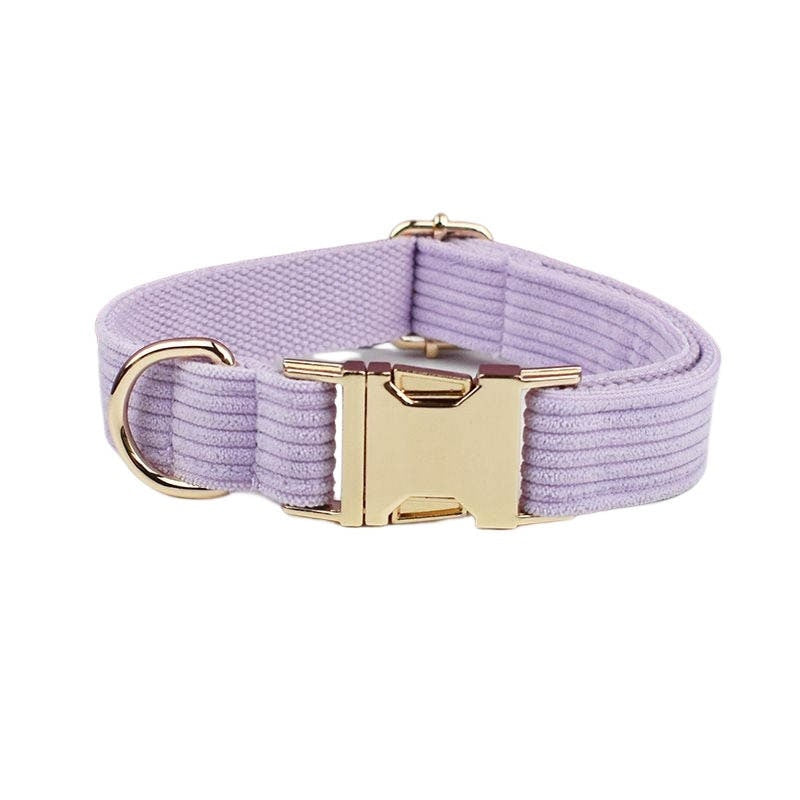 Purple Dog Collar Custom with Name in Corduroy, Personalised H-Style Dog Harness, Bowtie, Leash, Dog Poop Bag