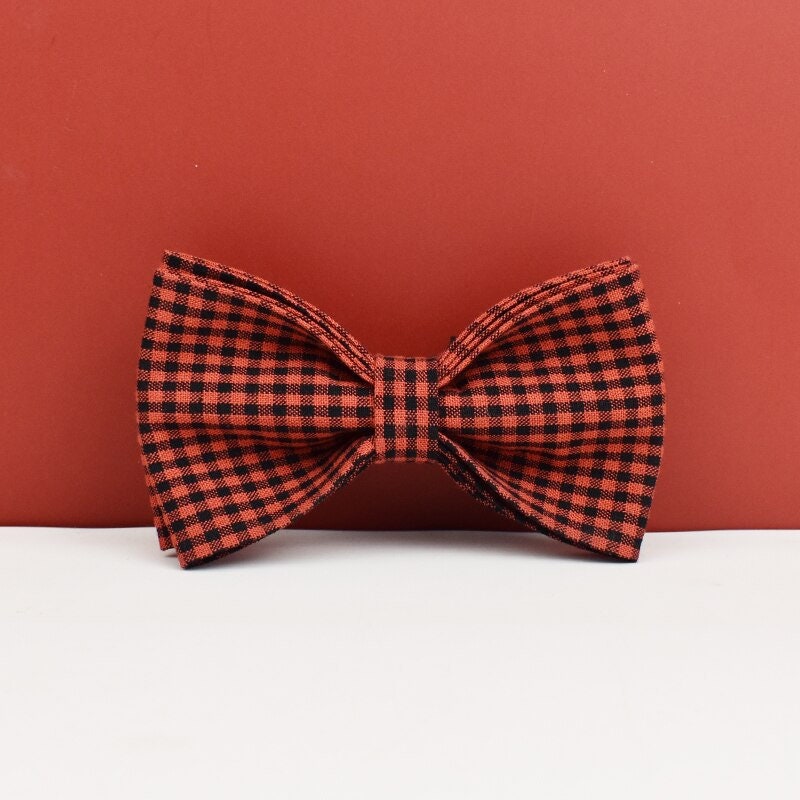 Personalised Red Plaid Dog Collar, Leash, Harness, Bowtie in Checkered Plaid Style, Different Combo, Dog Collar or Lead Set