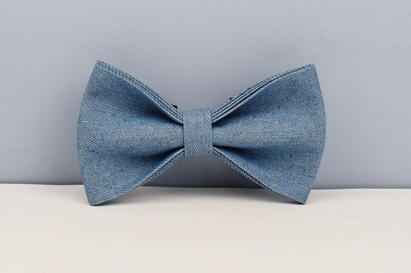 Blue Dog Collar in Jean Demin Fabric, Durable Personalised Collar, H Harness, Bow, Leash Set, for Boy Girl Small Big Dog