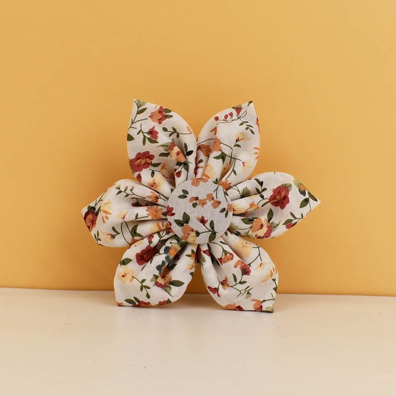 Floral White Dog Collar Personalised with Name, Custom Cute Harness, Flower, Bow, Lead - for Wedding, Birthday Small, Medium, to XXL Dogs