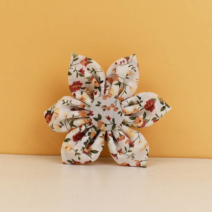 Floral White Dog Collar Personalised with Name, Custom Cute Harness, Flower, Bow, Lead - for Wedding, Birthday Small, Medium, to XXL Dogs