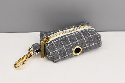 Personalised Gray Plaid Dog Collar or Checker Pattern, Custom Buckle with Name, for Formal, Wedding, H Harness, Bow, Leash