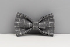 Personalized Gray Plaid Dog Collar or Checker Pattern, Custom Buckle with Name, for Formal, Wedding, H Harness, Bow, Leash, Different Combo
