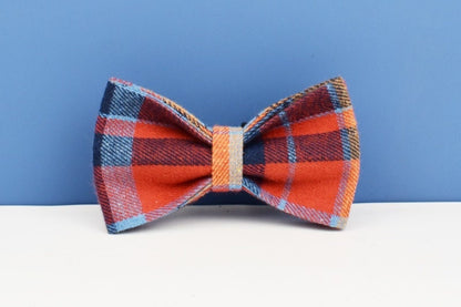 Tartan Dog Collar, Blue Red Check Custom H-Style Dog Harness, Leash, Collar, Bowtie, Stylish Boy Dog Accessories