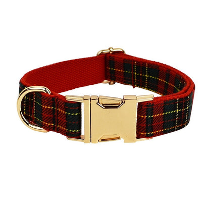 Personalised Tartan Christmas Dog Collar, Harness, Leash Green and Red Checkered Plaid Style, Different Combo, Dog Collar or Lead Set