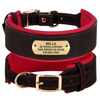 Greyhound Collar, Personalised Wide Faux Leather Dog Collar Nameplate, Custom for Medium to Large Dogs, Pink, Brown, Dark Pink and Black