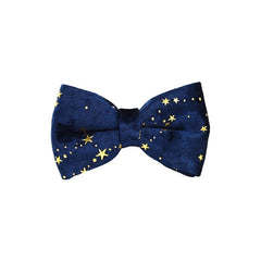 Stars Dog Harness, Custom Navy Blue with Golden Stars Personalized Velvet Dog Collar, Bowtie, Leash, H-Style Harness, Different Combo