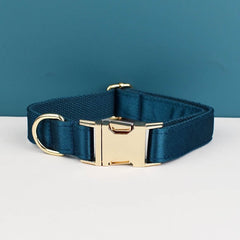 Wedding Dog Collar in Blue Green Satin, Custom Silky Teal H Style Dog Harness with Name, Leash, Sailor Bow for Birthday, Different Combo