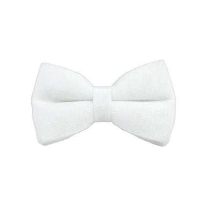 Custom White Velvet Personalised Dog Collar, Matching Dog Bowtie, Dog Flower, Dog Leash, H-Style Dog Harness & Dog Poop Bag