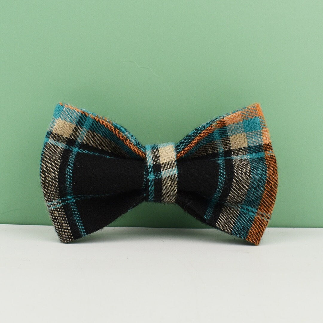 Green Tartan Dog Collar, Personalised Dog Harness Set, Green Black Checkered, Plaid Style Fabric, Different Combo, Dog Collar or Lead Set