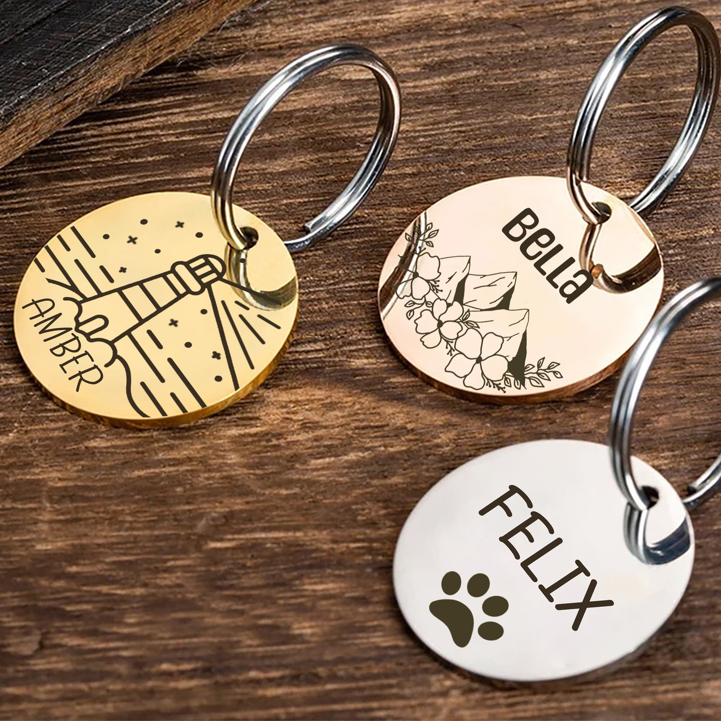 Customised Stainless Steel Pet ID Tag - Personalised with Your Pet's Name and Contact - Front and Back Engraving for Dogs and Cats
