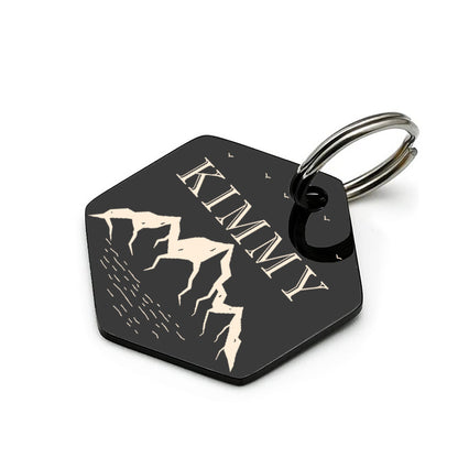 Customised Stainless Steel Pet ID Tag - Hexagon Personalised with Your Pet's Name and Contact - Front and Back Engraving for Dogs and Cats