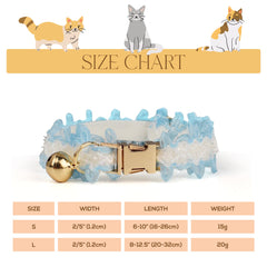 Personalised Lace Cat Kitten Puppy Breakaway Collar with Bell - White, Pink, Yellow, Red, Black Perfect Pet Gift, Wedding Gift