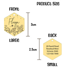 Customized Stainless Steel Pet ID Tag - Hexagon Personalized with Your Pet's Name and Contact - Front and Back Engraving for Dogs and Cats