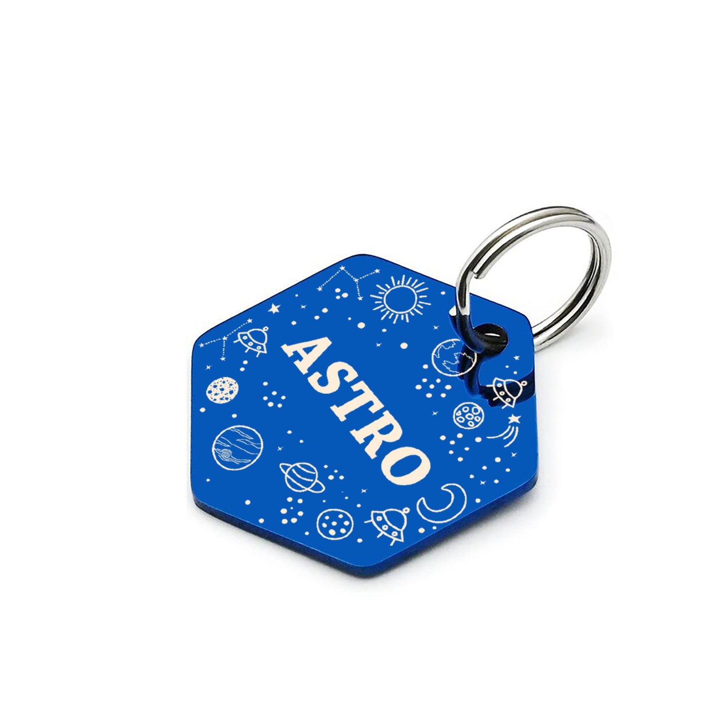 Customised Stainless Steel Pet ID Tag - Hexagon Personalised with Your Pet's Name and Contact - Front and Back Engraving for Dogs and Cats