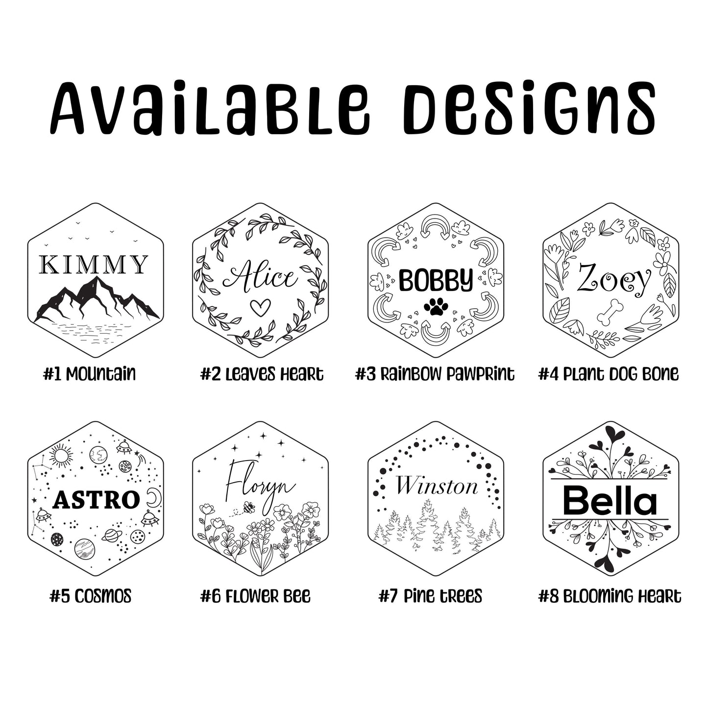 Customised Stainless Steel Pet ID Tag - Hexagon Personalised with Your Pet's Name and Contact - Front and Back Engraving for Dogs and Cats