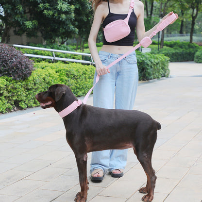 Personalised Dog Collar or Dog Harness Set - Pink No Pull Dog Harness - Dog Leash - Poop Bag Holder - Treat Bag