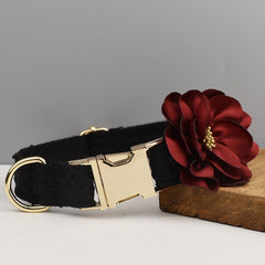 Custom Black Lace Personalized Fancy Wedding Dog Collar or Dog Flower, Dog Leash & H-Style Dog Harness for Small Medium Large Dogs