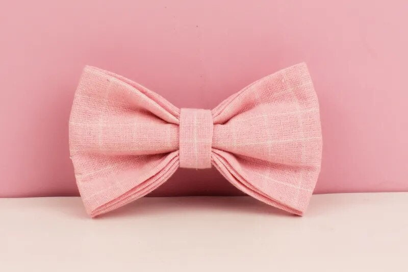 Custom Pink Plaid Personalised Dog Collar, Matching Dog Bowtie, Dog Leash, H-Style Dog Harness