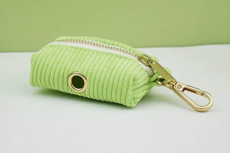 Custom Green Corduroy Personalised Dog Collar, Matching Dog Bowtie, Dog Leash, H-Style Dog Harness & Dog Poop Bag