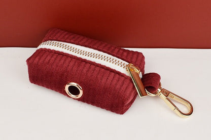 Custom Red Corduroy Personalised Dog Collar, Matching Dog Bowtie, Dog Leash, H-Style Dog Harness & Dog Poop Bag