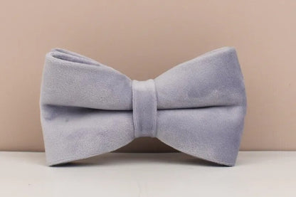 Custom Heather Purple Velvet Personalised Dog Collar, Matching Dog Bowtie, Dog Flower, Leash, H-Style Harness & Poop Bag