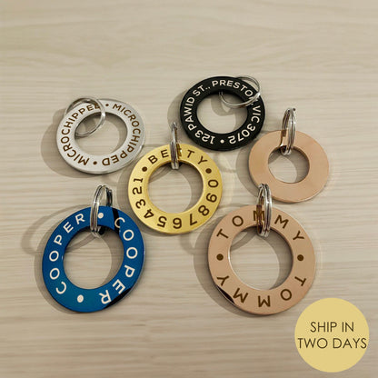 Customised Round Stainless Steel Pet ID Tag - Personalised with Your Pet's Name and Contact - Front and Back Engraving for Dogs and Cats