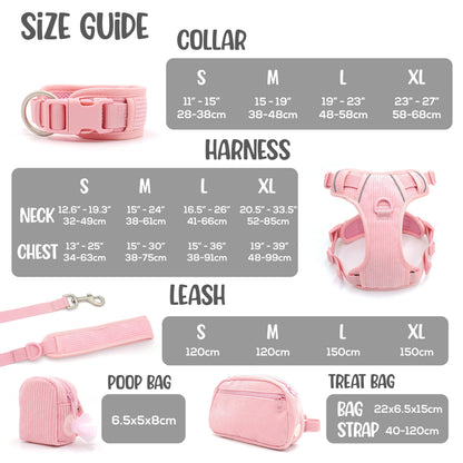 Personalised Dog Collar or Dog Harness Set - Pink No Pull Dog Harness - Dog Leash - Poop Bag Holder - Treat Bag