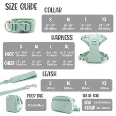 Personalised Dog Collar or Dog Harness Set - Mint Green No Pull Dog Harness - Dog Leash - Poop Bag Holder - Treat Bag - Different Combo