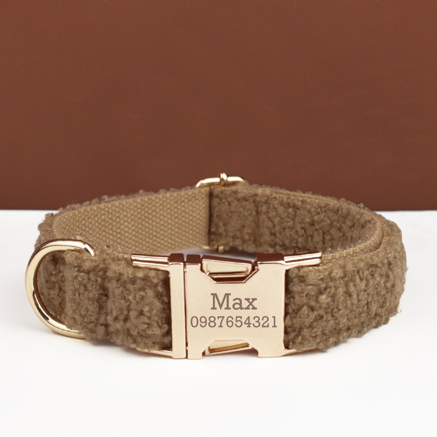 Soft Dog Collar, Personalised Fleece Teddy Collar, Collar and Leash or Bow, Collar for Male Female Dog, Engraved Name on Dog Collar