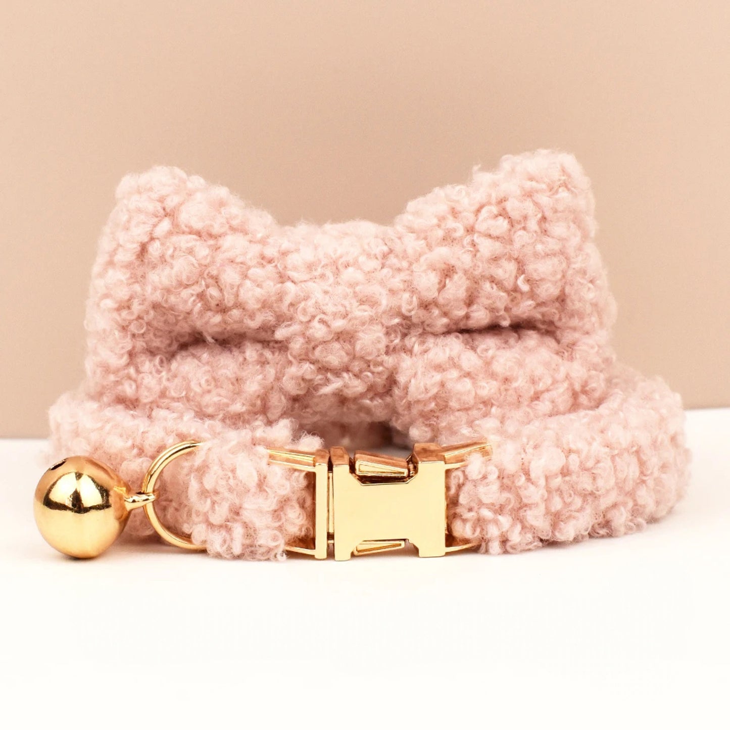 Teddy Bear Cat Collar, Personalised Tag, Fluffy Fleece Cat Collar with Bell or Bow, Collar for Male Cat, Engraved Name on Puppy Collar