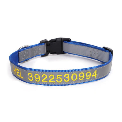 Personalised Embroidered Reflective Nylon Dog Collar, Custom Name for Small to Large Dog, Au, Us, Uk, Ca Fast Free Ship