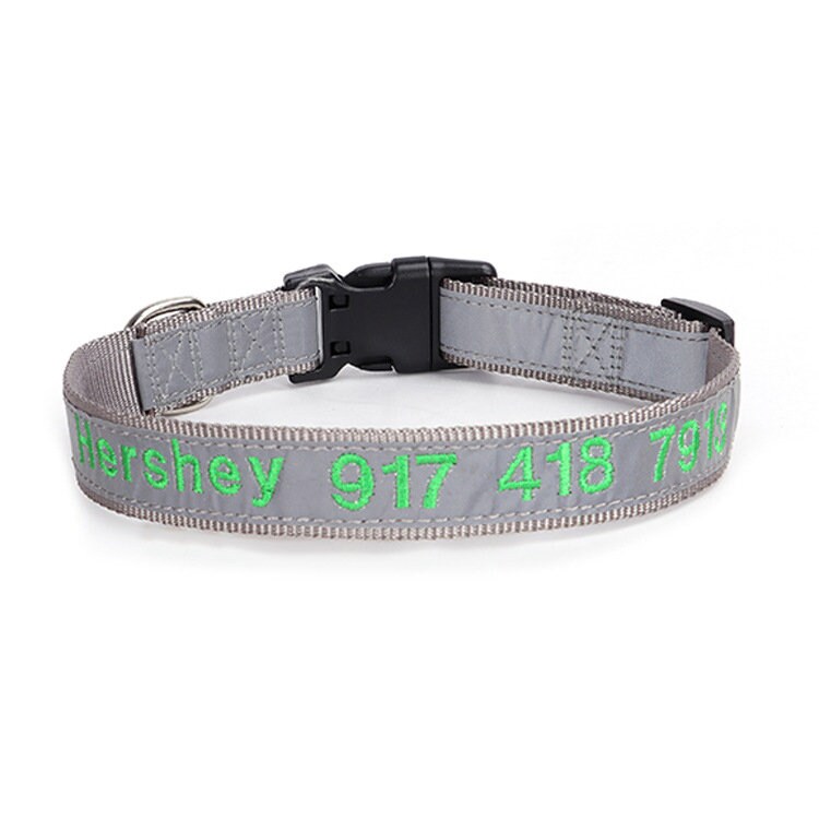 Personalised Embroidered Reflective Nylon Dog Collar, Custom Name for Small to Large Dog, Au, Us, Uk, Ca Fast Free Ship