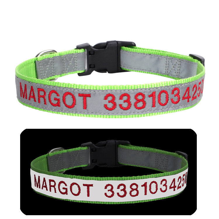 Personalised Embroidered Reflective Nylon Dog Collar, Custom Name for Small to Large Dog, Au, Us, Uk, Ca Fast Free Ship