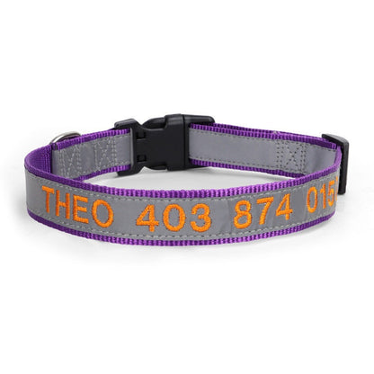 Personalised Embroidered Reflective Nylon Dog Collar, Custom Name for Small to Large Dog, Au, Us, Uk, Ca Fast Free Ship