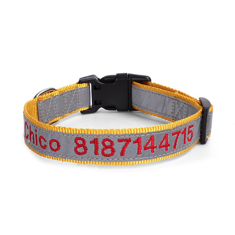 Personalised Embroidered Reflective Nylon Dog Collar, Custom Name for Small to Large Dog, Au, Us, Uk, Ca Fast Free Ship
