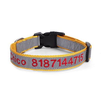 Personalised Embroidered Reflective Nylon Dog Collar, Custom Name for Small to Large Dog, Au, Us, Uk, Ca Fast Free Ship