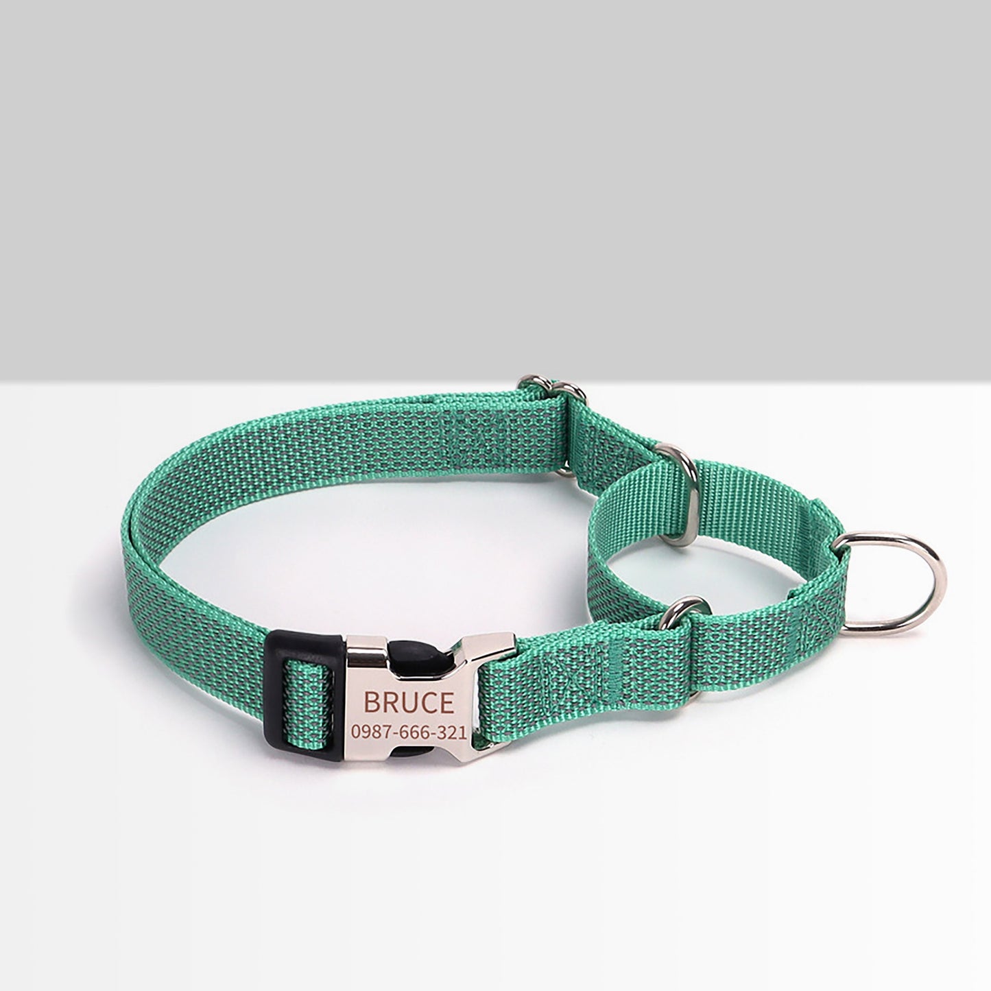 Personalised Martingale Dog Collar, Reflective Martingale or Flat Collar, Nylon Webbing Collar, Unisex Collar, Red, Black, Green, Pink