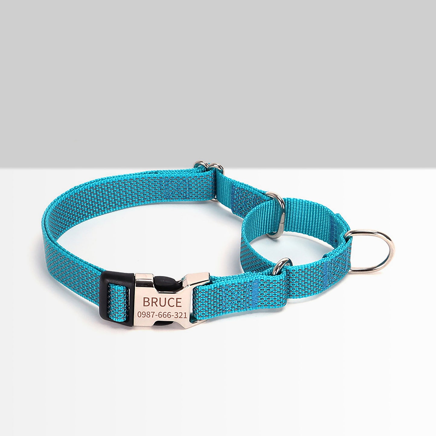 Personalised Martingale Dog Collar, Reflective Martingale or Flat Collar, Nylon Webbing Collar, Unisex Collar, Red, Black, Green, Pink