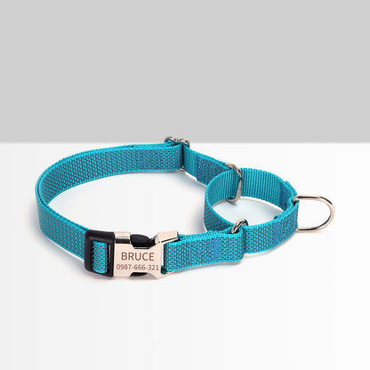 Personalised Martingale Dog Collar, Reflective Martingale or Flat Collar, Nylon Webbing Collar, Unisex Collar, Red, Black, Green, Pink