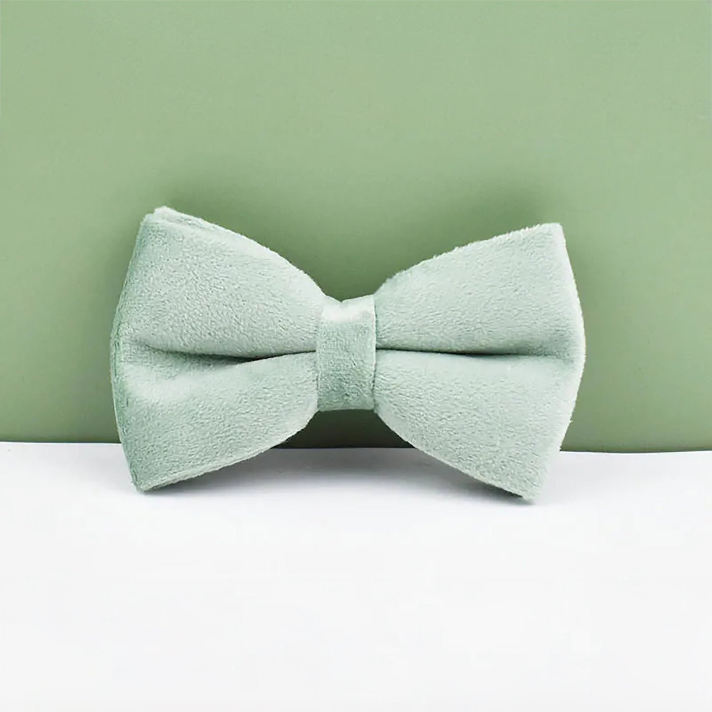 Sage Green Dog Collar Leash Bowtie, Personalised Puppy Collar Bowtie, Velvet Handmade Dog Collar Leash Bowtie for Birthday Gift