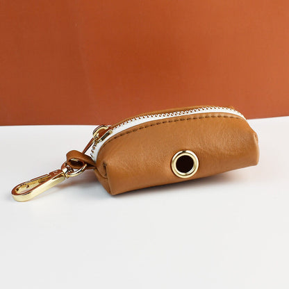 Brown PU Leather Dog Collar Leash Bowtie, Personalised Puppy Collar, Vegan Leather Dog Harness Poop Bag for Wedding Gift
